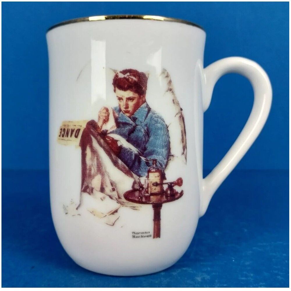 1986 Norman Rockwell MISSING THE DANCE Coffee Mug Cup  Saturday Evening‎ Post